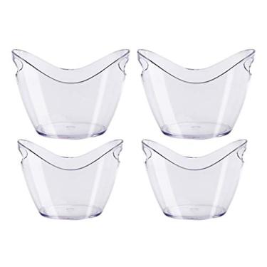 Imagem de Baldes de gelo isolados balde de gelo de plástico transparente barril de vinho 3/8 litros para bebidas e festas, grau alimentício, comporta 2-5 garrafas de tamanho completo e gelo (conjunto de 4 peças