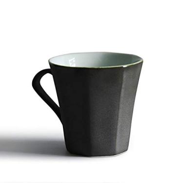Imagem de Xícara de café xícara de café 270 ml exclusiva octogonal cerâmica média retrô caneca de café para bebidas quentes - cappuccino, xícara de chá com leite
