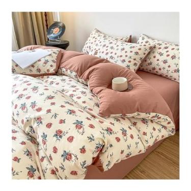 Imagem de Jogo de cama em V (sem enchimento) macio outono/inverno capa de edredom espesso fronha tamanho casal casal conjunto de capa de edredom tamanho Queen, lençóis de cama (C casal 4 peças)