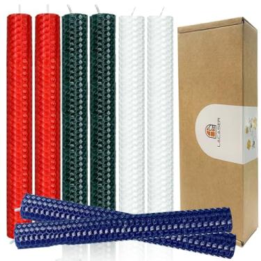 Imagem de Pacote com 8 velas cônicas de cera de abelha, vermelha, branca, verde e azul