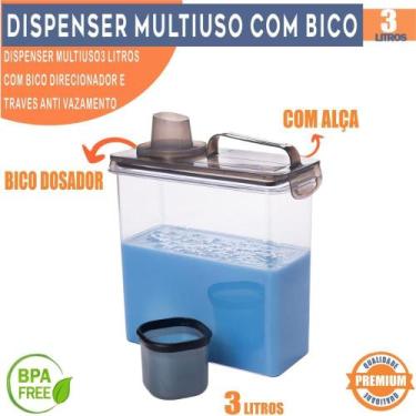 Imagem de Dispenser Hermético 3L Trava Mais Plasútil Multiuso Com Copo Medidor I