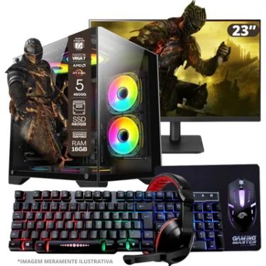 Imagem de PC Gamer Tob, AMD Ryzen 5-4600G, 16GB, SSD 480GB, Windows 10 Pro Trial + Monitor 23" + Teclado/Mouse, Mouse Pad, Headset