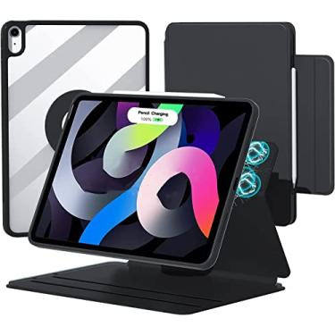 Imagem de Capa vertical para iPad 9ª/8ª/7ª geração/Pro 10,5/Air 3ª geração, capa magnética removível com suporte de lápis 【Pode conter teclado】 Capa inteligente rotativa 360 (preto)