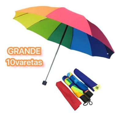 Imagem de Guarda-Chuva sombrinha Arco-Íris Grande, Reforçado, Manual e Compacto 
