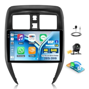 Imagem de Android 15 4G + 64G estéreo automotivo para Nissan Versa Sedan 2015-2019 com Carplay sem fio Android Auto, unidade de cabeça de tela sensível ao toque embutida Bluetooth 5.0 DSP GPS WiFi FM/RDS Mirror