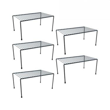 Imagem de Kit 5 Organizador de Cozinha Rack Prateleira Suspensa Suporte Armário Multiuso 32cm Preto(Kit com 5 Organizadores,Preto)