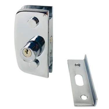 Imagem de Kit Fechadura Central 1520 com Espelho 1504A para Porta Pivotante de Vidro Temperado com Guarnição (Cromado)