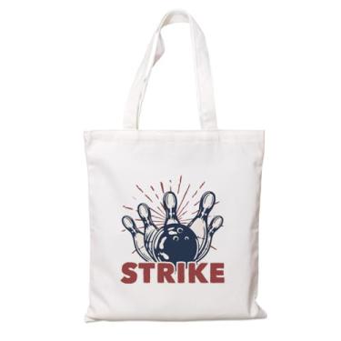 Imagem de Sacola Strike Canvas, Sacolas de lona de boliche para presente, sacola para compras, viagens, uso diário, praia, lazer e exercício, presente feminino para amantes de boliche