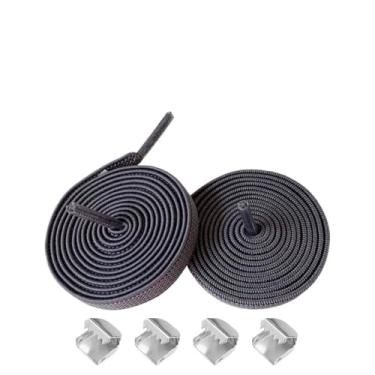 Imagem de Cadarços elásticos para tênis - Cordas de sapato elásticas planas de 8 mm, sem amarrar, cadarços para adultos, Cinza escuro, 100cm