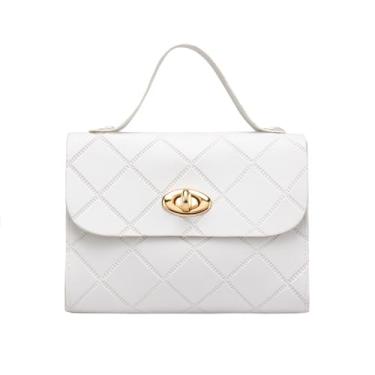 Imagem de Bolsa transversal pequena, bolsa com fecho e alça para carteira feminina, Branco, Branca