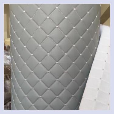 Imagem de Acolchoado Couro Sintético Vinil PVC Impermeável Diamante Almofada Acolchoada Forro Forro Estofamento (Cinza, 1,6 x 5 m)