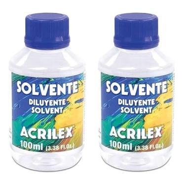 Imagem de Solvente Diluente Acrilex 100ml Para Verniz Vitral - Kit Com 2 Unidades Diluição de Tinta Limpeza e Limpeza de Pincéis