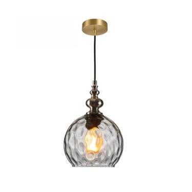 Imagem de LOTREE Luminária pendente de bola de vidro transparente industrial retrô globo de vidro com acabamento metálico prateado luminária suspensa para casa de fazenda cozinha ilha quarto (transparente)