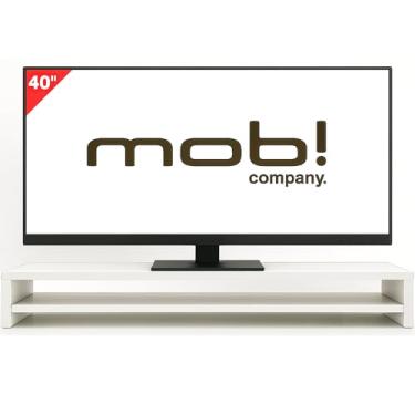 Imagem de MOB! COMPANY Base Para Monitor Mesa Grande 100x24x15 Cm 1 metro SD1000 Base Para TV Televisão Stand Desk Para Monitor MDF Gamer Mesa Para Monitor Suporte Para Monitor De Mesa Para Dois Monitores Dual Monitor (Branco)