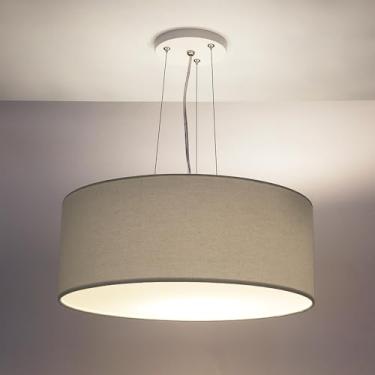 Imagem de Luminária de Teto Pendente Redondo Em Tecido 60x15 Cinza