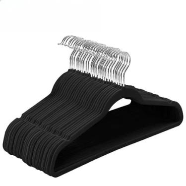 Imagem de Cabide de Veludo Adulto Cor Preta Antideslizante 50 unidade