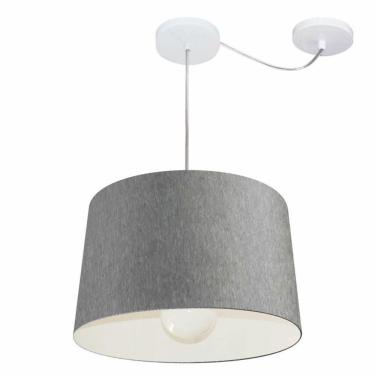 Imagem de Lustre Pendente Cone Com Desvio De Centro Vivare Md-4275 Cúpula Em Tecido 40x45cm - Bivolt Rustico-cinza 127/220v