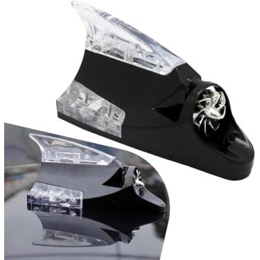 Imagem de Lusfcnze 1 peça de enfeite de luz LED movida a vento de teto de carro, decoração de luz traseira de advertência de barbatana de tubarão, luzes de corrida com marcador de teto, universal para a maioria