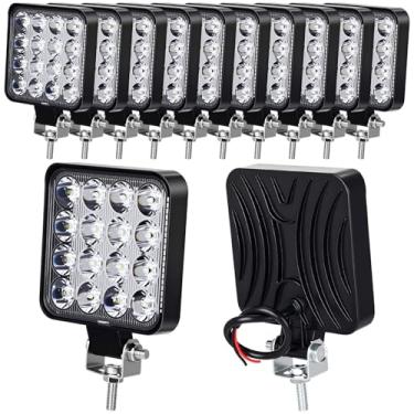 Imagem de Kittmip Pacote com 12 lâmpadas LED de 10 cm, luzes brancas de trabalho de inundação para caminhão, 48 W, LED quadrado para trator, veículo off-road, compatível com ATV, SUV, Utv, Rv, 4wd, caminhonete