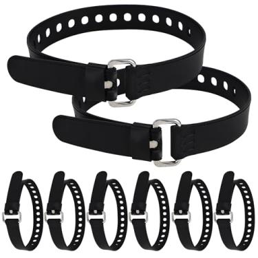 Imagem de 8pcs Correias Utilidade com Fivela, Reutilizáveis Ajustáveis Correias Silicone Industriais Aperto para Caminhão Carga Bagagem Fixação Cordas Laços Cinch Rápido Amarra Ferramenta (Preto)