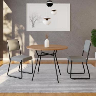 Imagem de Mesa de Jantar Redonda Soho 90cm Est.Preta - Compace, Nogueira