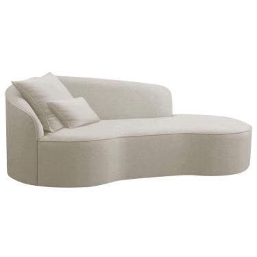 Imagem de Divã Recamier Curvo Sala De Estar Recepção Inglaterra 150cm Lado Direito Linho - Adj Decor Cor Bege