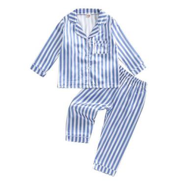 Imagem de Conjunto de pijama MAINESAKA Baby Girl Boy, seda, listrado em cetim, 1