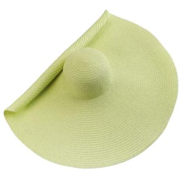 Imagem de Chapéu feminino de verão, flexível, dobrável, aba larga, chapéu de sol para viagem, grande, proteção UV, chapéus de palha de praia, cor da figura 54-57 cm