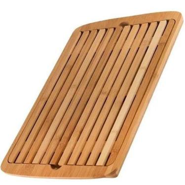 Imagem de Tábua Migalheira Com Bandeja Bambu Cortar Pão Papa Migalhãs
