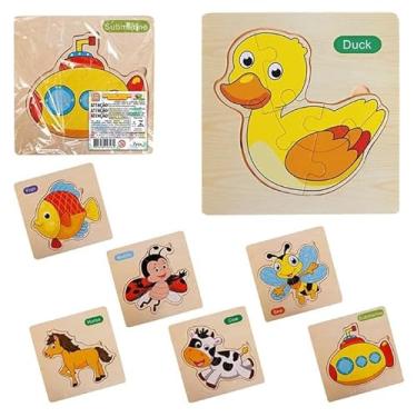 Imagem de Kit 5 Quebra-Cabeça Infantil de Madeira 3D Montessori Didático Quebra-Cabeça educativo