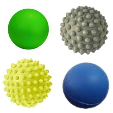 Imagem de Kit de Bolas Massageadoras para Relaxamento Muscular, Fisioterapia, Pilates, Yoga, Bolas Para Massagem Bolas Exercitadoras Cravo e Lisa, Esfera Fisioterapica Grip Ball Fisioball, Bolinha Pasa Fisioterapia Masseadores Para Maos Pés Pernas Corpo-Bola Massageadora Para Dor Muscular-Kit 4 bolas