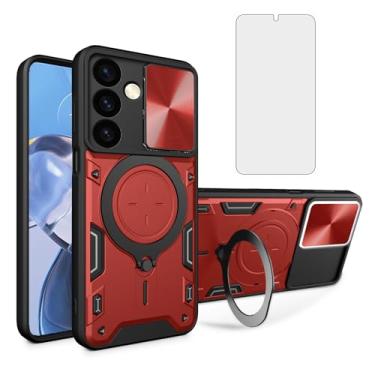 Imagem de Asuwish Capa de telefone para Samsung Galaxy S24 5G capa magnética para câmera deslizante com protetor de tela de vidro temperado e suporte de anel acessórios para celular híbrido fino S 24 24S GS24