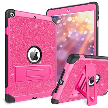 Imagem de BENTOBEN Capa para iPad 9ª geração, capa para iPad 8ª geração, capa para iPad 7ª geração, capa para iPad 10,2 2021/2020/2019, capa protetora para tablet com suporte à prova de choque, rosa choque