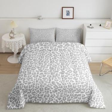 Imagem de Erosebridal Jogo de cama queen com estampa de leopardo, textura de pele de animal, casa de fazenda rústica e 2 fronhas, microfibra macia