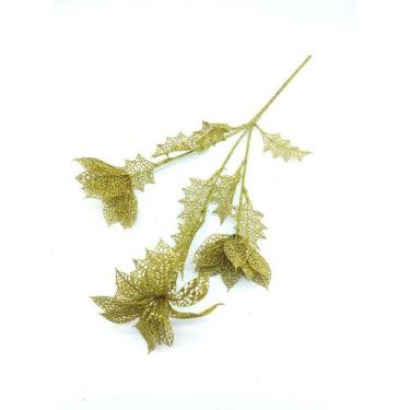 Imagem de Galhos Flores Bico de Papagaio com Purpurina P/ Natal Decoração Natali