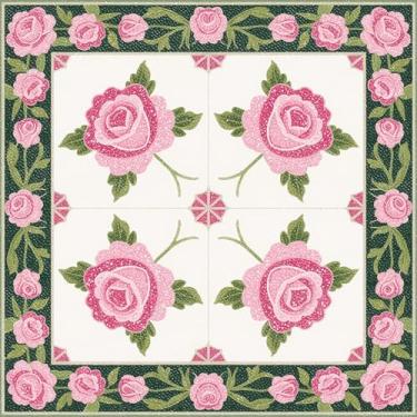 Imagem de HOMETITUTE 10 peças, design rosa de 30,5 x 30,5 cm com borda verde, adesivos de piso de vinil autoadesivos removíveis para cozinha, banheiro, sala de estar, entrada, decoração de casa