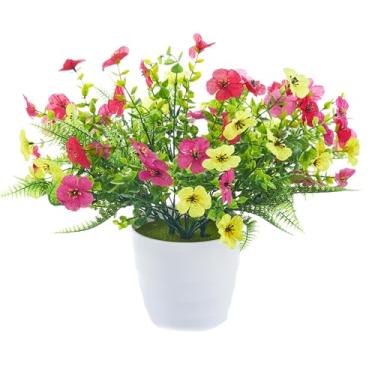 Imagem de Flores artificiais para atividades ao ar livre, 30 pacotes de flores falsas de seda multicoloridas com samambaias, plantas artificiais resistentes a UV, decoração de primavera verão, para plantador de