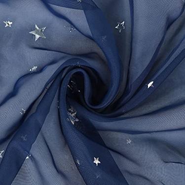 Imagem de HEEPDD 6.6x3.28 Pés de Tule de Tule Cortina, Estrelado a Cortina da Porta da Janela para Quarto Sala de Estar de Casamento de bebê (Azul-marinho)