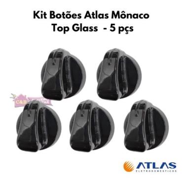 Imagem de Kit 5 botões P/ Fogão Atlas Mônaco Top Glass 4 bocas