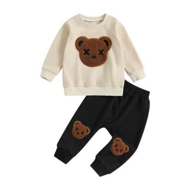 Imagem de Moletom Outfit CREAIRY Toddler Baby Boy Bear com calças 12-18M