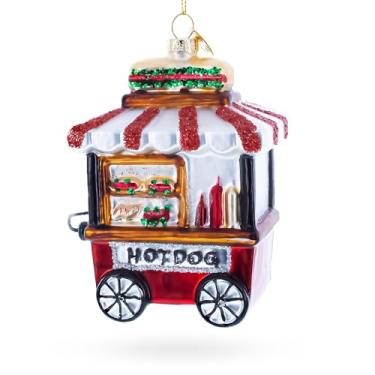 Imagem de Enfeite de Natal de vidro para carrinho de cachorro-quente