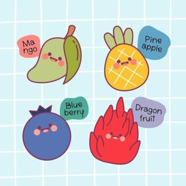 Imagem de Adesivos Kawai Coloridos para Quarto e Caderno Decoração Infantil de Frutas e Personagens Fofos 50x50cm