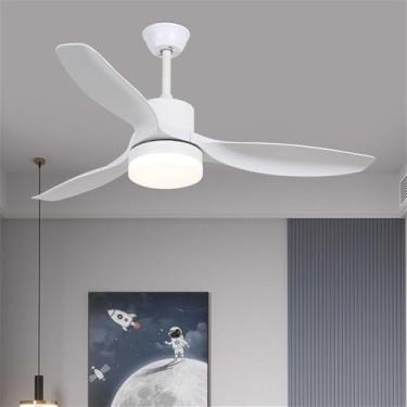 Imagem de Ventilador de teto moderno nórdico com controle remoto, luminária elétrica de luxo para sala de estar, restaurante, quarto, escritório, hotel e villa, com LED (Estilo 23, 1 unidade)