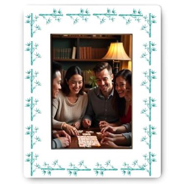 Imagem de QGFM Porta-retrato Chinoiserie de bambu, 10 x 15 cm, moldura de bambu de estética tradicional chinesa, porta-retratos botânicos orientais vintage para decoração de sala de casa, mesa, mesa