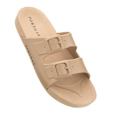Imagem de Sandalia Chinelo Portgas com Tiras Detalhe Fivelas e Sola Reta, 40, Nu
