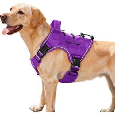 Imagem de Peitoral tático resistente para cães grandes, colete refletivo ajustável sem puxão com sistema Molle, controle de nível militar K9 para treinamento de serviço, atividades ao ar livre e mais de 10