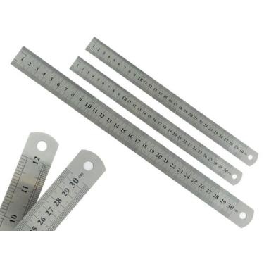 Imagem de Kit Com 3 Réguas Metal Leve De Aço Inoxidável Tamanho 30 cm Marcação B