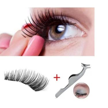 Imagem de Cilios Magneticos Postiços C/ 3 Imãs + Pinça Kit - MARKELK