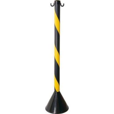 Imagem de Pedestal Poste Haste Plástico Preto Amarelo Sinalização Isolamento Org