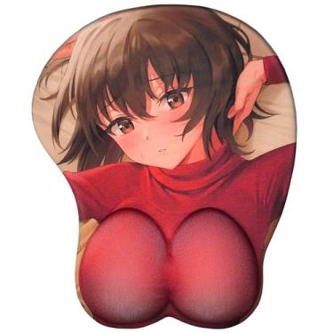 Imagem de Mouse pad de anime fofo para escritório, mouse pad ergonômico para jogos com descanso de pulso para laptop vermelho
